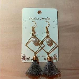 Gray tassel earrings